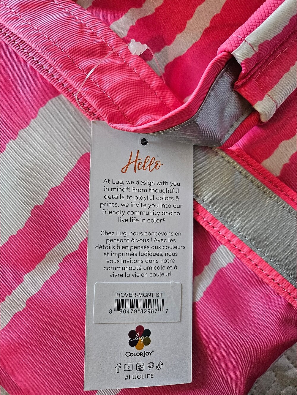 NWT Lug Set: Magenta Stripe Rover XL Tote & Trolley Travel Case, *Slight Flaw - Picture 3 of 15